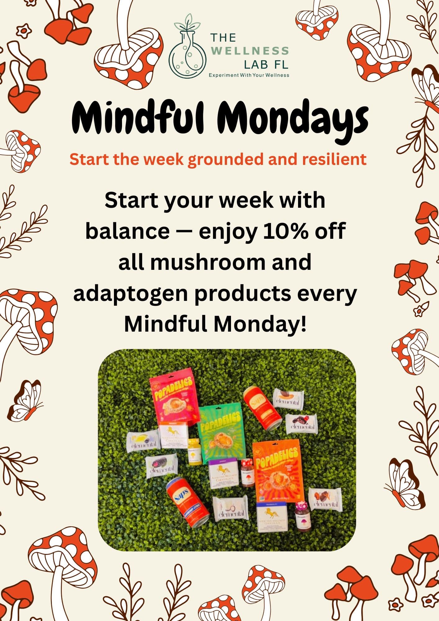 Mindful Mondays weekly special flyer